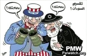 Caricature on PA TV: Demonized Jew and American celebrate division of Sudan