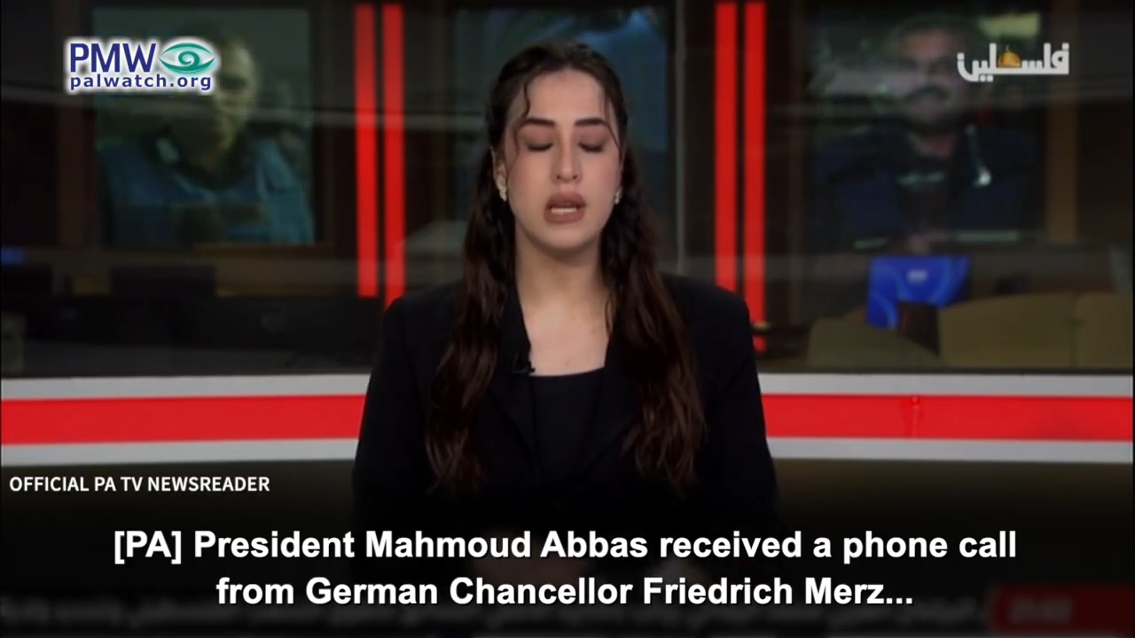 PA TV reporting on what Abbas told German chancellor