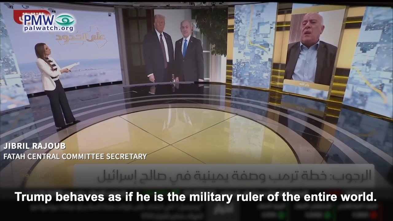 Jibril Rajoub bashesTrump and Netanyahu