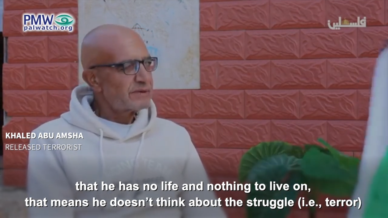Released terrorist saying how deprivation of salary means less terror